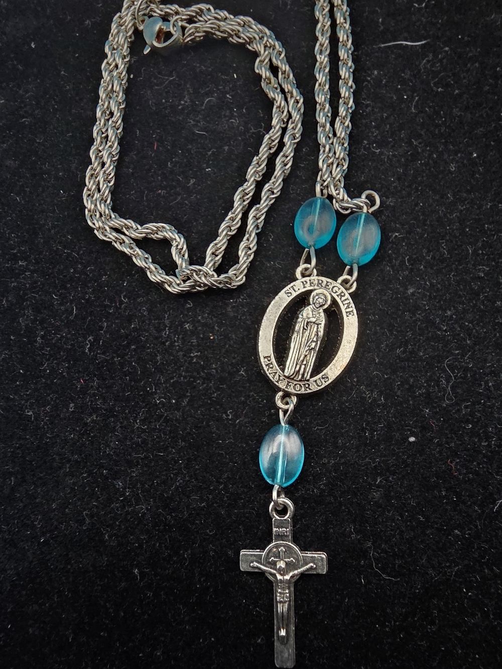 Vintage Saint Peregrine Devotional Necklace